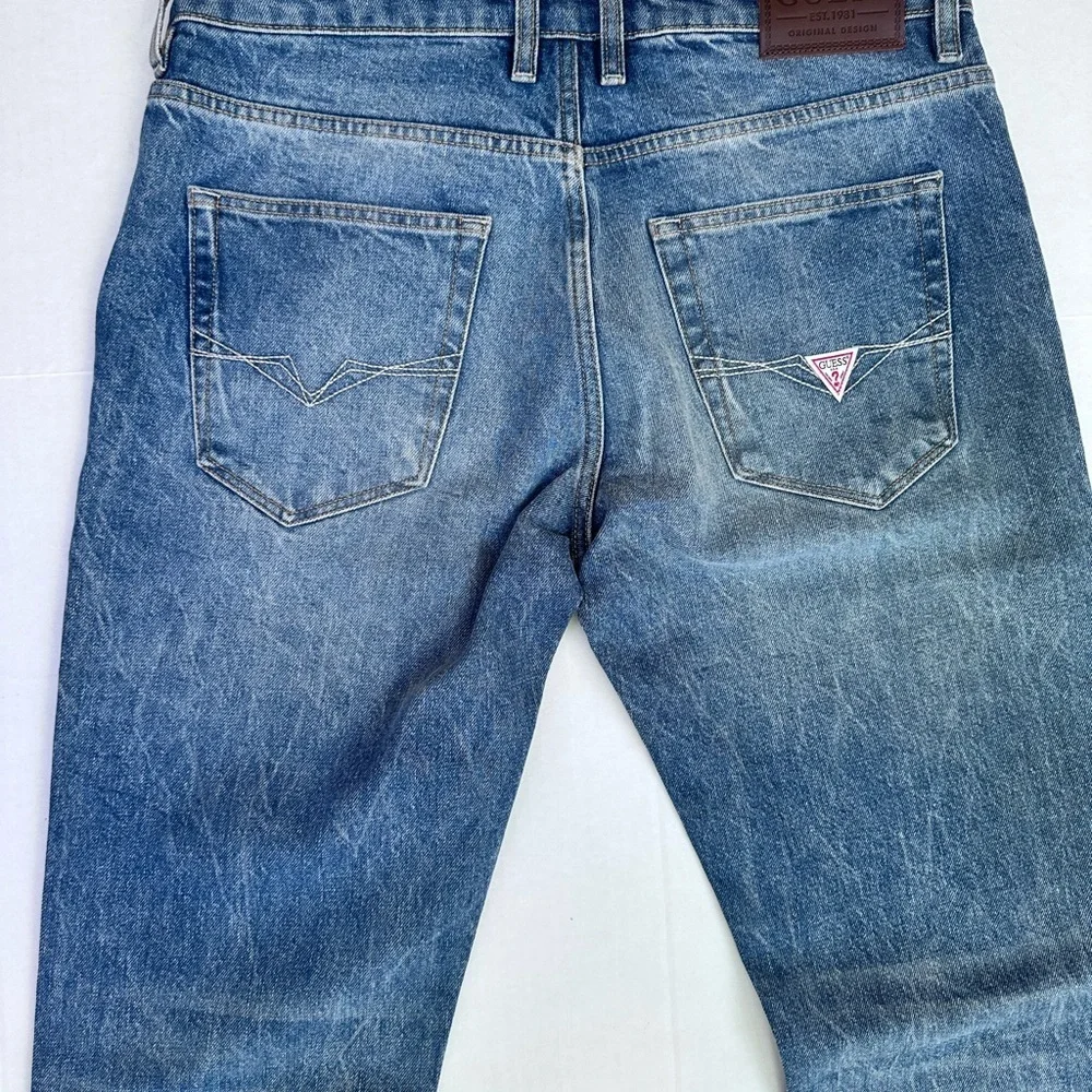 Guess Men's Distressed Blue Slim Boot Jeans